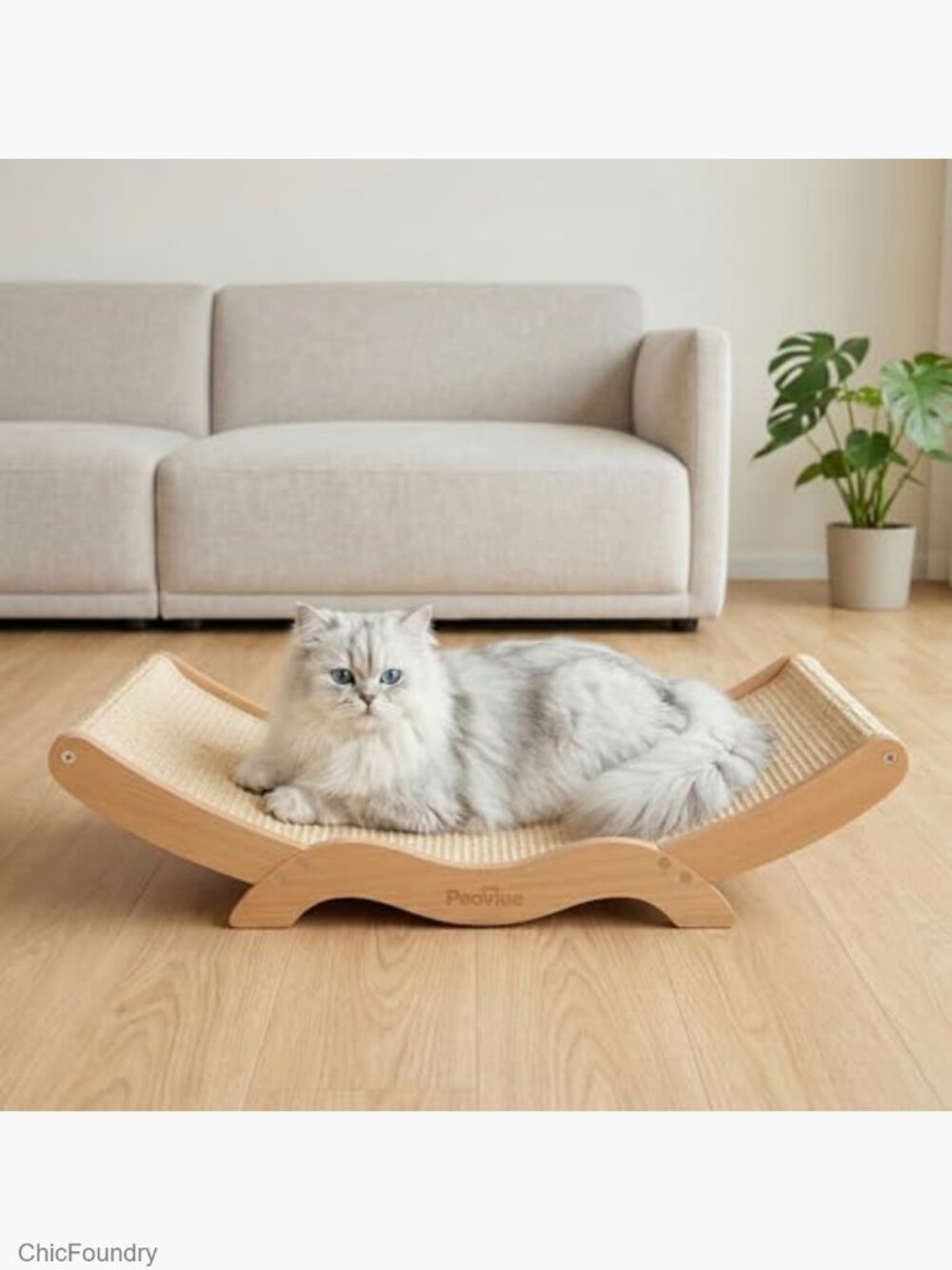 Extra-Large Cat Scratcher Bed with Sisal Pad, Wooden Hammock for Indoor Cats - Picture 2 of 6